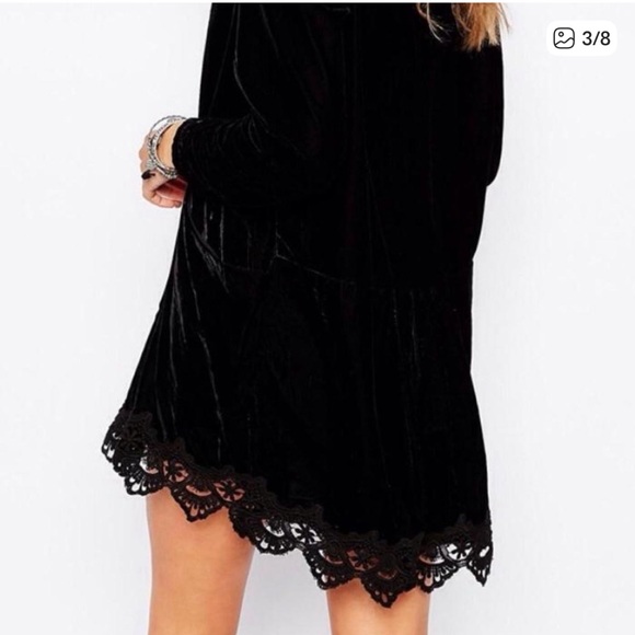 Free People Black Lace Trim Robe - Picture 10 of 11